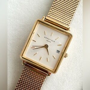 Rosefield Gold Mesh Boxy Watch XS